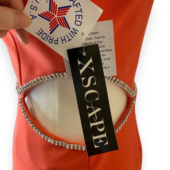 Xscape Evenings Side Cutout Scuba Crepe Long Gown Coral Pink - Picture 7 of 9